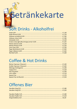 Getränkekarte - Kingstons Pub-Cafe