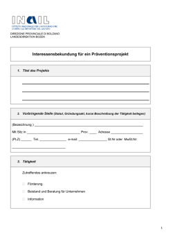 Interessensbekundung f&uuml;r ein Pr&auml;ventionsprojekt