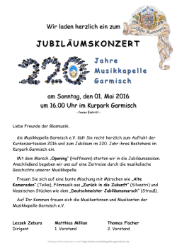 jubil&auml;umskonzert - Musikkapelle Garmisch eV