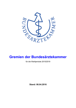 Gesamtübersicht der Gremien der Bundesärztekammer