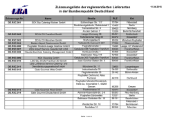 Zulassungsliste der reglementierten Lieferanten in der