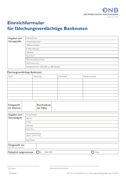 Einreichformular f&uuml;r f&auml;lschungsverd&auml;chtige Banknoten