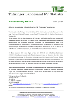 Gemeindezahlen f&uuml;r Th&uuml;ringen&laquo; erschienen!