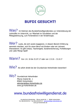 Bufdi gesucht - Grundschule Hohenlinden