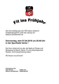 Donnerstag, dem 07.04.2016 um 20.00 Uhr in der