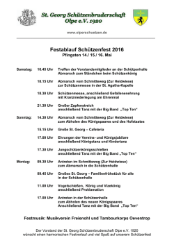 Festablauf Sch&uuml;tzenfest 2016 - St.Georg Sch&uuml;tzenbruderschaft Olpe
