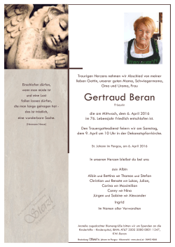 Gertraud Beran - Bestattung Sterzl