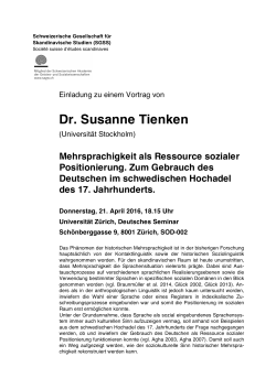 Dr. Susanne Tienken - Deutsches Seminar