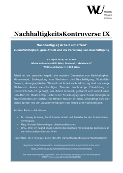 NachhaltigkeitsKontroverse IX - Wirtschaftsuniversität Wien