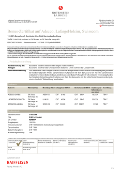 Bonus-Zertifikat auf Adecco, LafargeHolcim, Swisscom