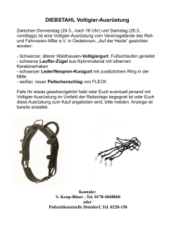 DIEBSTAHL Voltigier-Ausr&uuml;stung