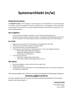 Innsoft GmbH sucht Systemarchitekt (m/w)