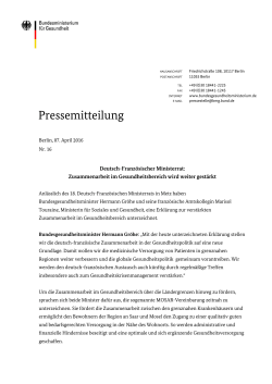 Pressemitteilung: Deutsch-Französischer Ministerrat
