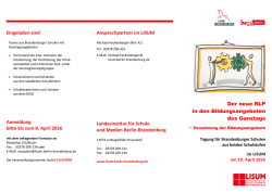 Eingeladen sind Anmeldung bitte bis zum 8. April 2016