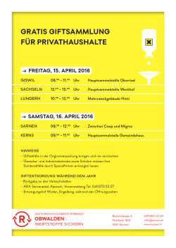 gratis giftsammlung f&uuml;r privathaushalte &rarr; freitag, 15. april 2016