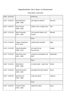 Biografiearbeiten der 8. Klasse am Wochenende