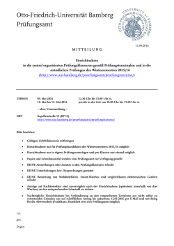 Otto-Friedrich-Universität Bamberg Prüfungsamt