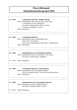 Gottesdienstordnung April 2016