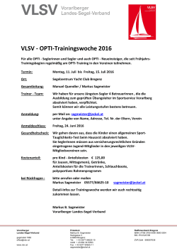 Einladung VLSV – OPTI-Trainingswoche 2016