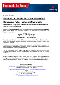 Termin MONTAG Hamburger Polizei bekommt Nachwuchs