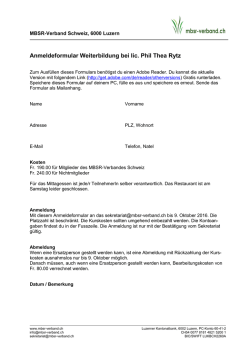 Anmeldeformular Weiterbildung bei lic. Phil Thea Rytz