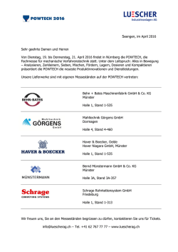 21. April 2016 - LUESCHER Industrieanlagen AG