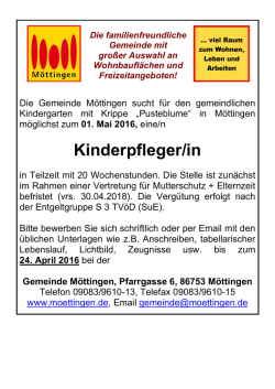 Kinderpfleger/in - Gemeinde Möttingen