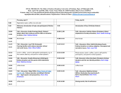 FINAL PROGRAM: The Ethics of Embryo Donation, University of