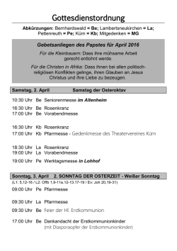Gottesdienstordnung - Pfarrei Bernhardswald