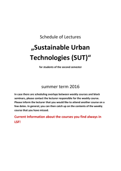 Sustainable Urban Technologies (SUT)