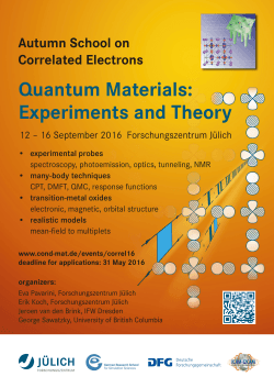Quantum Materials: Experiments and Theory - cond