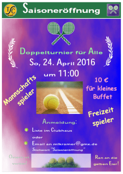 Doppelturnier f&uuml;r Alle am 24. April 2016