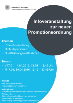 Infoveranstaltung zur neuen Promotionsordnung Kontakt