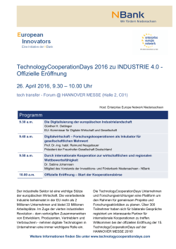 TechnologyCooperationDays 2016 zu INDUSTRIE 4.0