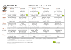Kantine PP. Tela Speiseplan vom 11.04. - 15.04. 2016