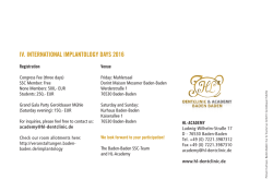IV. IntErnAtIonAL IMpLAntoLogY DAYs 2016