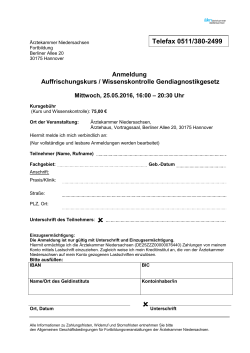 Anmeldeformular - Ärztekammer Niedersachsen