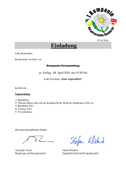 Einladung - 1. Kompanie im Bürgerbataillon Hausberge