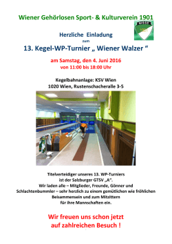 13. Kegel‐WP‐Turnier „ Wiener Walzer “