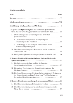 Inhaltsverzeichnis