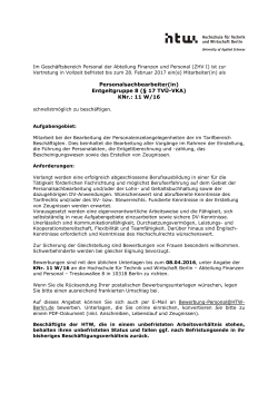 KNr. 11 W/16 - Personalsachbearbeiter(in) zur Vertretung