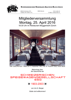 Mitgliederversammlung Montag, 25. April 2016