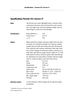 Specifications Porsche 911 Carrera S - Sport