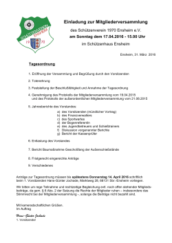 Einladung zur Mitgliederversammlung