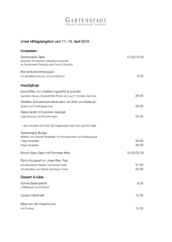Wochenmenü - Restaurant Gartenstadt