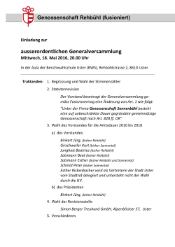 Einladung ao GV 2016 - Genossenschaft Sonnental Uster