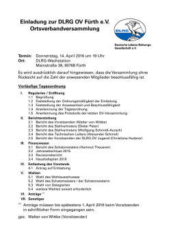 DLRG OV F&uuml;rth Ortsverbandversammlung 14.04.2016 / 19.00 Uhr