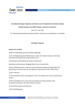 Grenz&uuml;berschreitungen, Programm, 11.4.2016