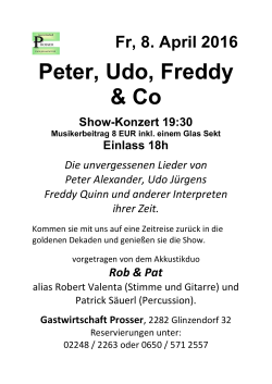 Peter, Udo, Freddy & Co - Gastwirtschaft Prosser