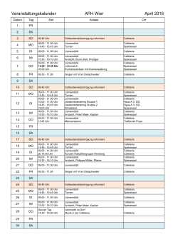 Aktuelle Veranstaltungen im April APH Wier